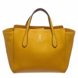 Gucci Yellow Textured Leather Swing Tote Bag